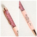 Penne a sfera personalizzate con nome fiore di nascita e motivo DNA liquido di sabbia dinamico effetto glitter regalo per amici e personale medico