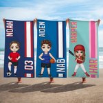 Personalisierte Ballsport Cartoon Charakter Monogramm Streifen schnell trocken überdimensioniert Strand Handtuch mit Namen Strand Party Geburtstagsgeschenk für Sportliebhaber