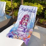 Personalisierte Fantasy Meerjungfrau schnell trocknend überdimensioniert Mikrofaser Strandtuch mit Namen Urlaub Strand Reisen Zubehör Geburtstag Geschenk für Mädchen Kinder