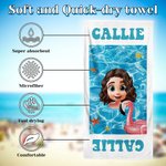 Toalla de playa de gran tamaño, de secado rápido y con nombre, personalizada, para niños, niñas y adolescentes, con dibujos animados en 3D, ideal para viajes de verano y como regalo de vacaciones.