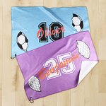 Personalised Cracked Basketball Baseball Number Soft Sports Towel with Name and Hanging Clip Team Birthday Gift for Sports Lovers Players