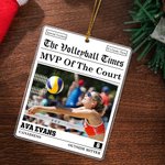 Personalised The Sport Times Newspaper Design Acrylic Ornament with Photo and Text Tree Decor Christmas Birthday Gift for Sports Lovers