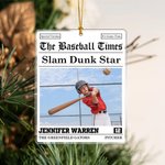 Personalised The Sport Times Newspaper Design Acrylic Ornament with Photo and Text Tree Decor Christmas Birthday Gift for Sports Lovers