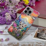 Personalized Faux Stained Glass Cat Dog Portrait Phone Case for iPhone with Name Birthday Anniversary Gift for Pet Owners