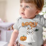Personalized Cartoon Booey 1-6 Dog Ghosts Design 100% Cotton Baby Bodysuit with Name First Halloween Baby Shower Gift for Newborns