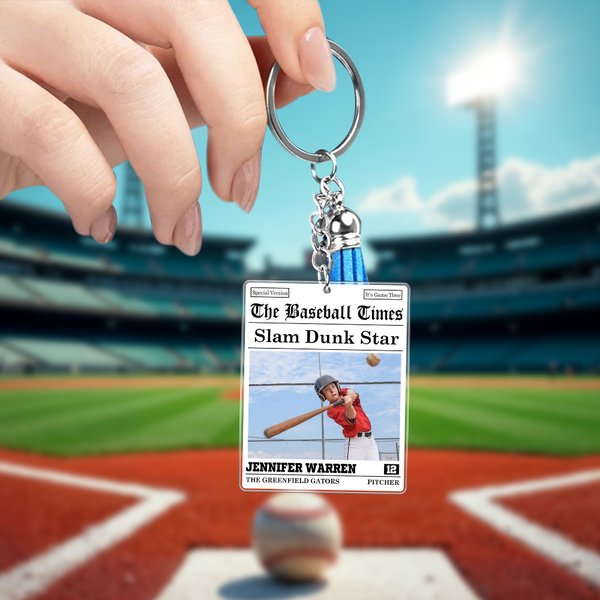 Henkilökohtainen urheilu sanomalehti valokuva akryyli avaimenperä joukkueen nimi numero ja tupsu syntymäpäivä joukkue lahja urheilun ystäville pelaajat