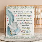 Personalized Baby Elephant Leaf Soft Blanket with Name and Title Nursery Decor Mother's Day Baby Shower Gift for New Grandparents Newborns Mom