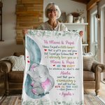 Personalized Baby Elephant Leaf Soft Blanket with Name and Title Nursery Decor Mother's Day Baby Shower Gift for New Grandparents Newborns Mom