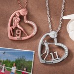 Collana personalizzata con ciondolo a forma di cuore a tema pallavolo nome e numero regalo di compleanno e per appassionati di sport