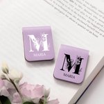 Segnalibro magnetico in pelle PU personalizzato con iniziale floreale e nome regalo ideale per compleanni per amanti di libri