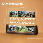 Luce notturna personalizzata in acrilico con collage di 6 foto nome e testo base in legno regalo di compleanno per allenatori o amanti dello sport