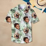 Personalised Tropical Palm 1-2 Face Photos Design Hawaiian Short-Sleeve Shirt Funny Summer Beach Party Birthday Gift for Men