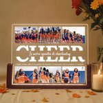 Luce notturna personalizzata in acrilico con collage di 6 foto nome e testo base in legno regalo di compleanno per allenatori o amanti dello sport