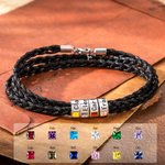 Bracciale personalizzato in pelle intrecciata con nome e pietra di nascita regalo ideale per compleanni e occasioni speciali per uomini