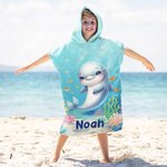 Toalla de playa con capucha de secado rápido y nombre Personalizada con dibujos de sirenas de fantasía y animales marinos Esenciales para piscina Vacaciones de verano Regalo de cumpleaños para niños
