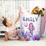 Henkilökohtainen Fantasy Mermaid kokoontaitettava vedenpitävä pyykin säilytys kori nimi ja kahva Housewarming syntymäpäivälahja tytöille lapsille