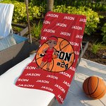 Personlig sportboll tecknad karaktär snabbtorkande överdimensionerad strandhandduk med namn resor semester väsentligheter födelsedagspresent för sportälskare