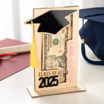 Personalized Multicolour Name Tassel Grad Cap Wooden Money Holder Cash Envelope with Base Class of 2025 Graduation Gift for Graduates