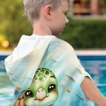 Personlig havsdjur undervattensvärld Superabsorberande strandhandduk med huva och namn Resa Sommar Semester Födelsedagspresent för pojkar Flickor