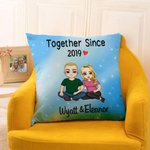 Personalized Together Since Year Cartoon Couple Soft Throw Pillow Cover with Names Home Decor Anniversary Birthday Gift for Couples