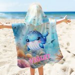 Personlig havsdjur undervattensvärld Superabsorberande strandhandduk med huva och namn Resa Sommar Semester Födelsedagspresent för pojkar Flickor