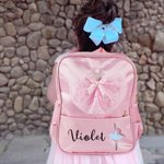 Personalisierte Bogen Ballettkleid Ballett Mädchen wasserdicht Kind Rucksack mit Namen zurück zu Schule Geburtstag Geschenk für Mädchen Ballerina Dance Lover