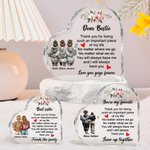 Personalized Floral Bestie Back View Design Heart-Shaped Acrylic Plaque with Name and Text Desk Decor Birthday Gift for Sister Friend