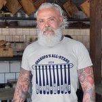 Personalised Baseball Bat Team Grandpa's All Stars 100% Cotton Soft Men's T-shirt with 1-10 Names and Year Father's Day Birthday Team Gift for Grandpa Dad