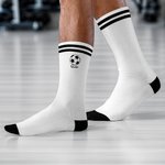 Personalized Soccer Pattern Soft Crew Mid-Calf Sport Socks with Name Game Day Birthday Gift for Soccer Lovers Players