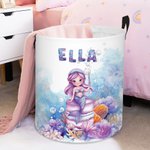 Henkilökohtainen Fantasy Mermaid kokoontaitettava vedenpitävä pyykin säilytys kori nimi ja kahva Housewarming syntymäpäivälahja tytöille lapsille
