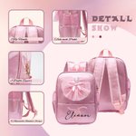 Personalisierte Bogen Ballettkleid Ballett Mädchen wasserdicht Kind Rucksack mit Namen zurück zu Schule Geburtstag Geschenk für Mädchen Ballerina Dance Lover
