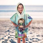 Toalla de playa con capucha para niños, de secado rápido y suave, personalizada con el nombre de un personaje de buceo de dibujos animados del mundo submarino, para niños y niñas, como regalo de cumpl