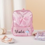 Personalisierte Bogen Ballettkleid Ballett Mädchen wasserdicht Kind Rucksack mit Namen zurück zu Schule Geburtstag Geschenk für Mädchen Ballerina Dance Lover