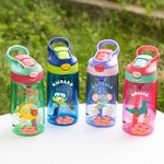 Personalizado lindo animal 16 oz niño nombre botella de agua con asa y pajita de silicona cumpleaños regalo de vacaciones para niños