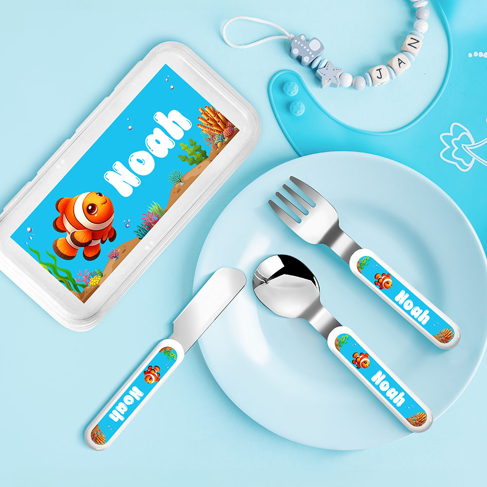 Set de couverts 3 pièces en acier inoxydable avec étui Cadeau d'anniversaire de rentrée scolaire pour enfants