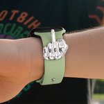 Personalized 3D Spoof Middle Finger Watch Band Charm with Name or Birthstone Decorative Accessories Birthday Gift for Men Women