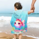 Toalla de playa con capucha de secado rápido y nombre Personalizada con dibujos de sirenas de fantasía y animales marinos Esenciales para piscina Vacaciones de verano Regalo de cumpleaños para niños