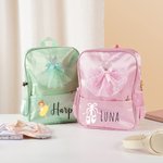 Personalisierte Bogen Ballettkleid Ballett Mädchen wasserdicht Kind Rucksack mit Namen zurück zu Schule Geburtstag Geschenk für Mädchen Ballerina Dance Lover