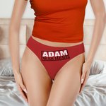 Personalized Heart Sealed with A Kiss Red Sexy Thong Brief with Name Safe and Breathable Honeymoon Travel Valentine's Day Gift for Wife Girlfriend