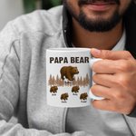 Personalized Forest Daddy Bear Leading Kid Bear 11 oz Ceramic Coffee Mug with 1-12 Names Birthday Father's Day Gift for Dad Grandpa
