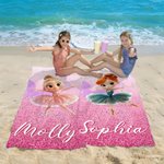 Toalla de playa de gran tamaño de secado rápido con nombre personalizada con dibujos animados en 3D de una bailarina Vacaciones de verano Esenciales Fiesta en la piscina Cumpleaños Regalo para niñas