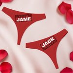 Personalized Heart Sealed with A Kiss Red Sexy Thong Brief with Name Safe and Breathable Honeymoon Travel Valentine's Day Gift for Wife Girlfriend