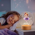 Personalisiertes LED-Nachtlicht mit Kleiner Ballerina und Namen inklusive Holzsockel Zimmer Dekoration Geburtstagsgeschenk für Ballerinen