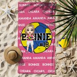 Personlig sportboll tecknad karaktär snabbtorkande överdimensionerad strandhandduk med namn resor semester väsentligheter födelsedagspresent för sportälskare