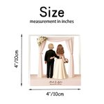 Personalized 3D Cartoon Bride and Groom Acrylic Plaque with Name and Text Wedding Anniversary Valentine's Day Gift for Newlyweds Couples