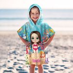 Gepersonaliseerde onderwaterwereld oceaan zeeschildpad dolfijn tekenfilm karakter naam capuchon strandhanddoek strand vakantie favoriet reizen verjaardagscadeau voor kinderen