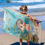 Personalizzato bambino subacqueo 3D personaggio dei cartoni animati sovradimensionato asciugatura rapida asciugamano da spiaggia con nome piscina estiva essenziale festa di compleanno per ragazzi raga