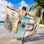 Personalized Love to The Beach and Back Cartoon Character Soft Quick Dry Oversized Beach Towel with Name Summer Party Birthday Gift for Him Her