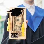 Personalized Multicolour Name Tassel Grad Cap Wooden Money Holder Cash Envelope with Base Class of 2025 Graduation Gift for Graduates