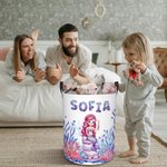 Henkilökohtainen Fantasy Mermaid kokoontaitettava vedenpitävä pyykin säilytys kori nimi ja kahva Housewarming syntymäpäivälahja tytöille lapsille